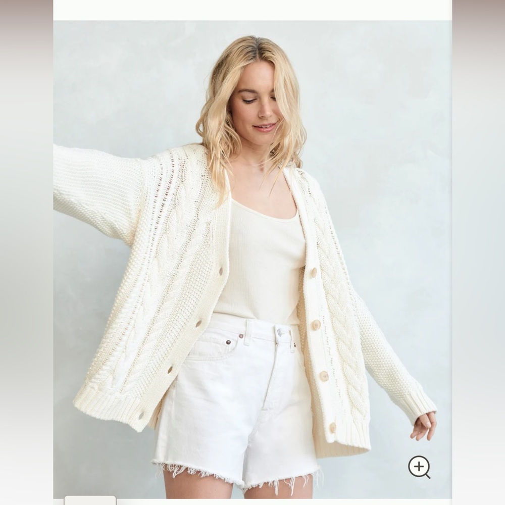 Jenni Kayne Cable Cardigan Ivory XXS